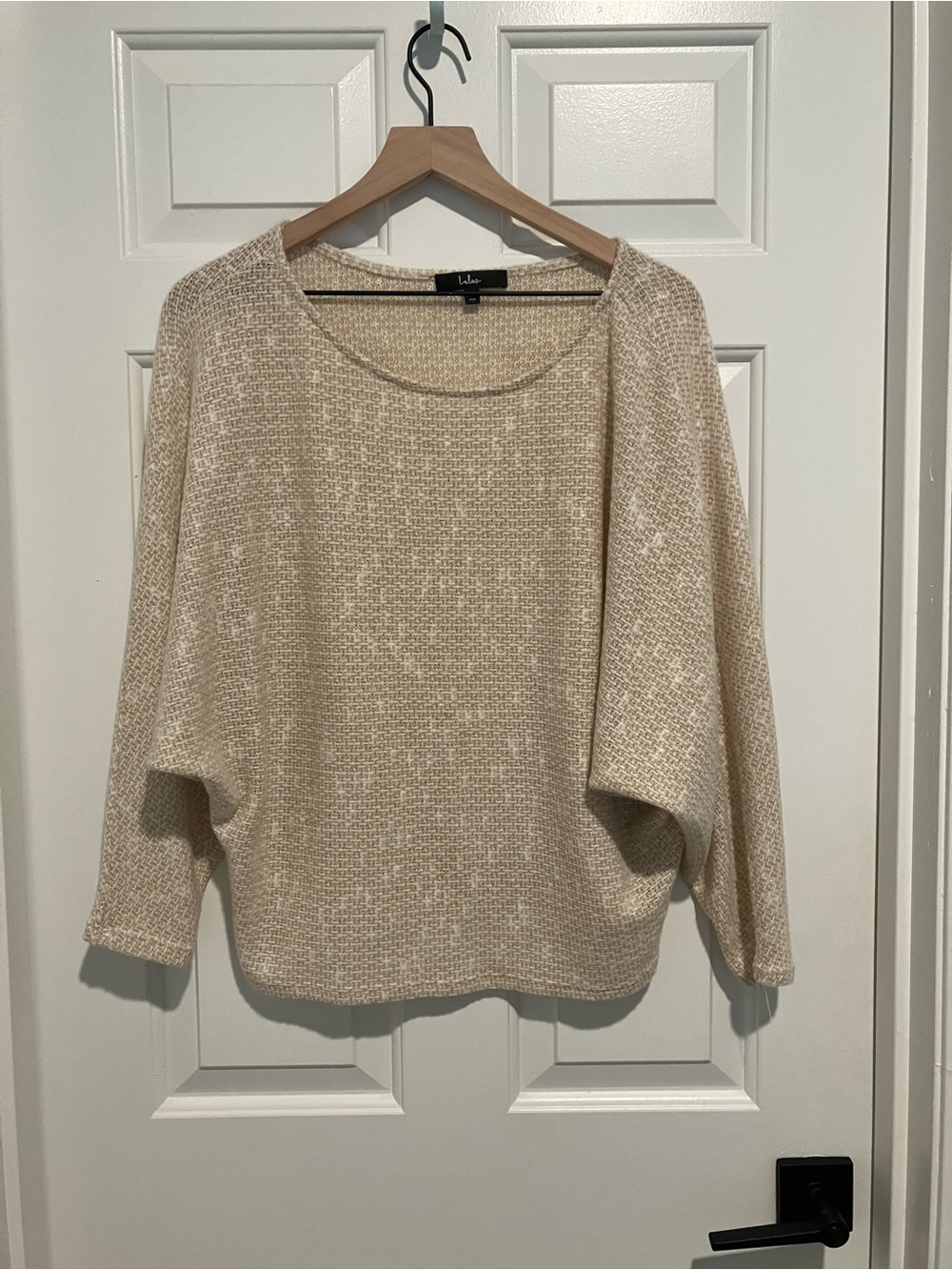 Lulu's Cream-Tan Scoop Neck Batwing Sweater